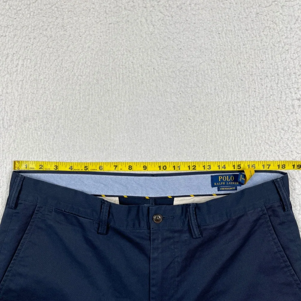 Polo Ralph Lauren Bedford Chino Pant Mens 36x30 Navy Blue Stretch Slim Trousers